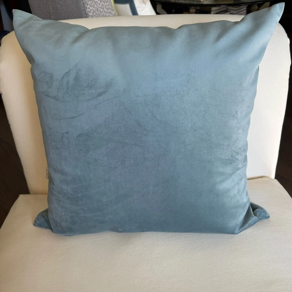 TGH TESSITURA ITALY Blue Velvet Throw Pillow  Insert Included 24x24